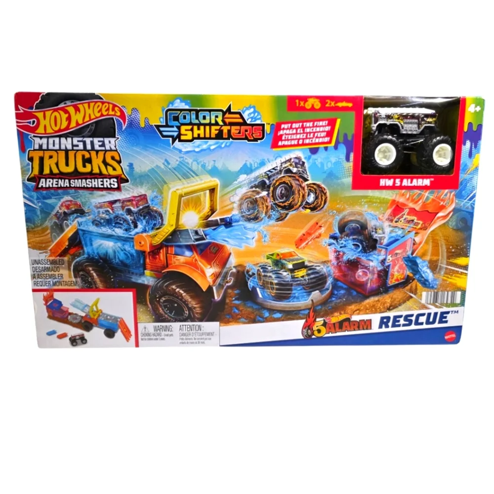 Hot Wheels Monster Trucks Arena Smashers Color Shifters 5 Alarm Rescue NEW Box